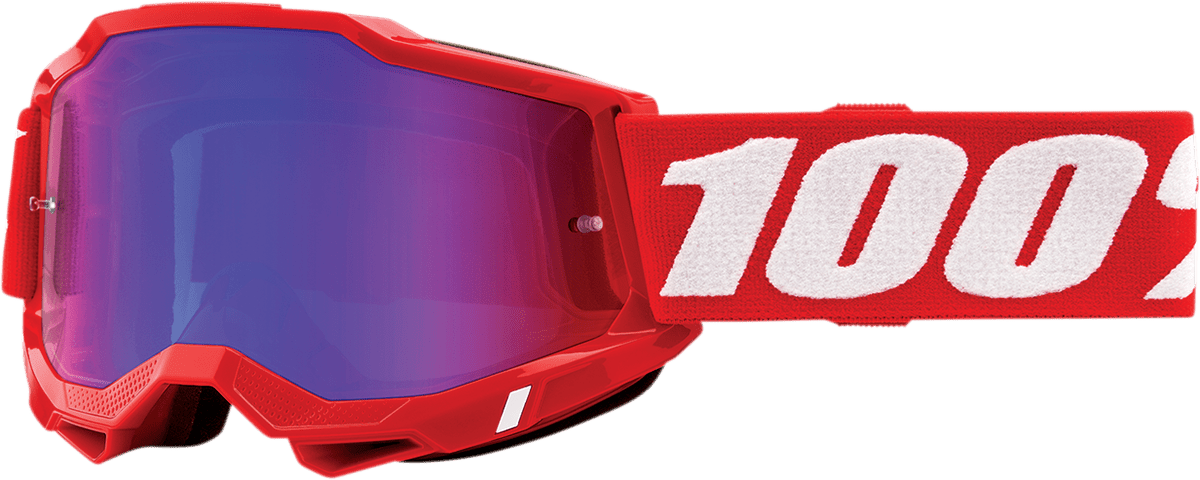 100% Accuri 2 Goggles - Red - Red/Blue Mirror 50014-00005 - Electrek Moto