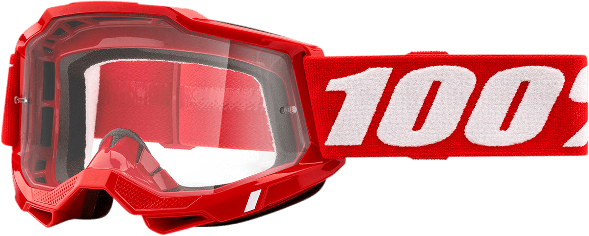 100% Accuri 2 OTG Goggles - Red - Clear 50018-00005 - Electrek Moto