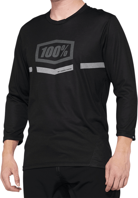 100% Airmatic 3/4 Sleeve Jersey - Black - Medium 40018-00001 - Electrek Moto