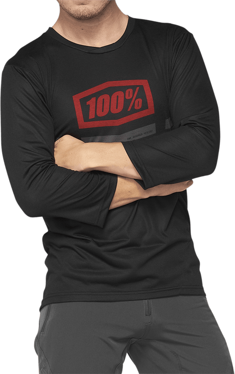 100% Airmatic 3/4 Sleeve Jersey - Black/Red - Large 40018-00007 - Electrek Moto