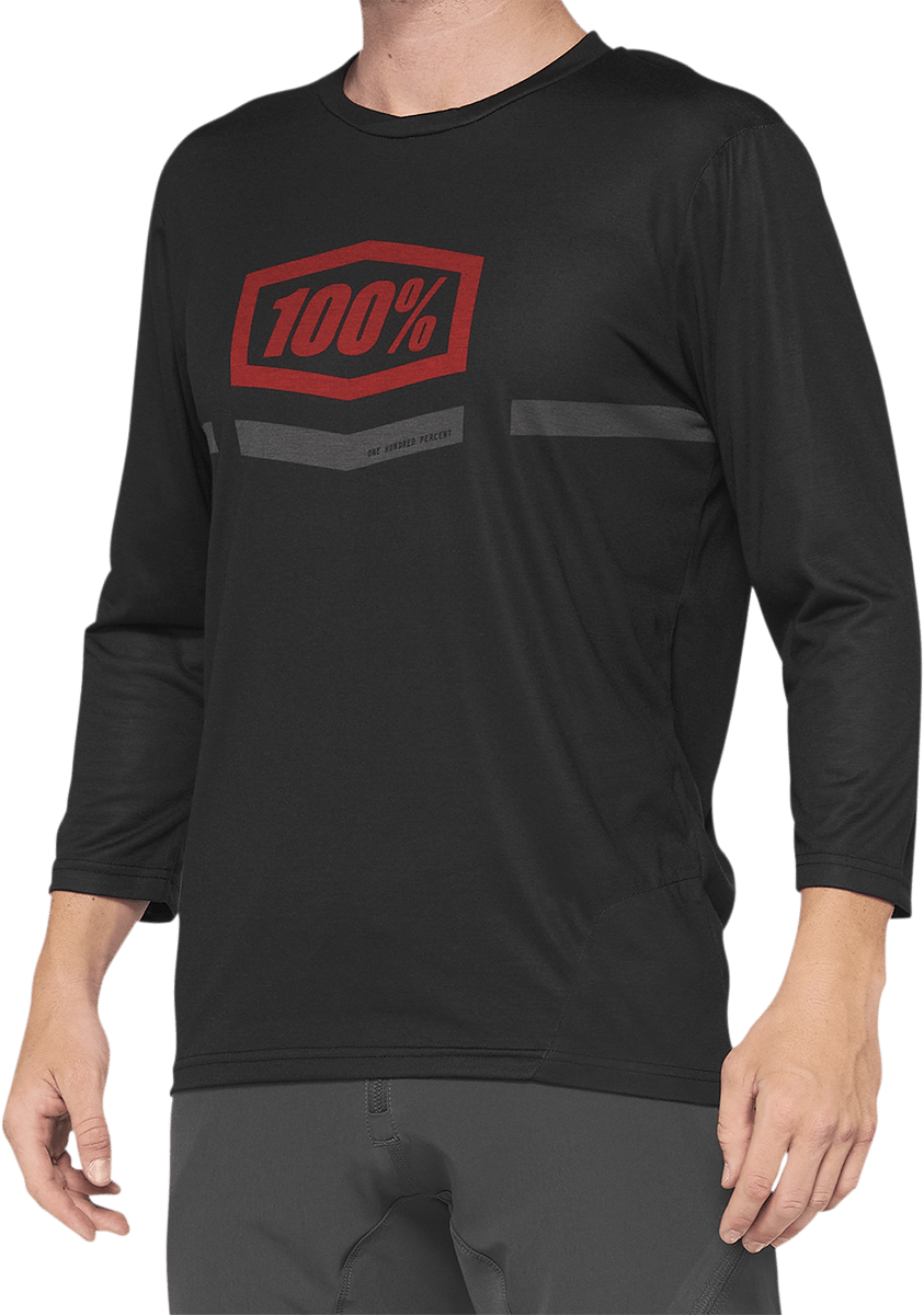 100% Airmatic 3/4 Sleeve Jersey - Black/Red - Small 40018-00005 - Electrek Moto