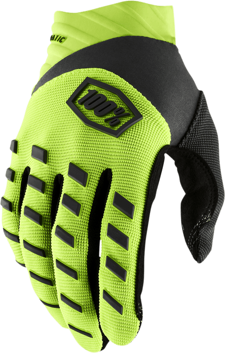 100% Airmatic Gloves - Fluorescent Yellow/Black - Large 10000-00012 - Electrek Moto