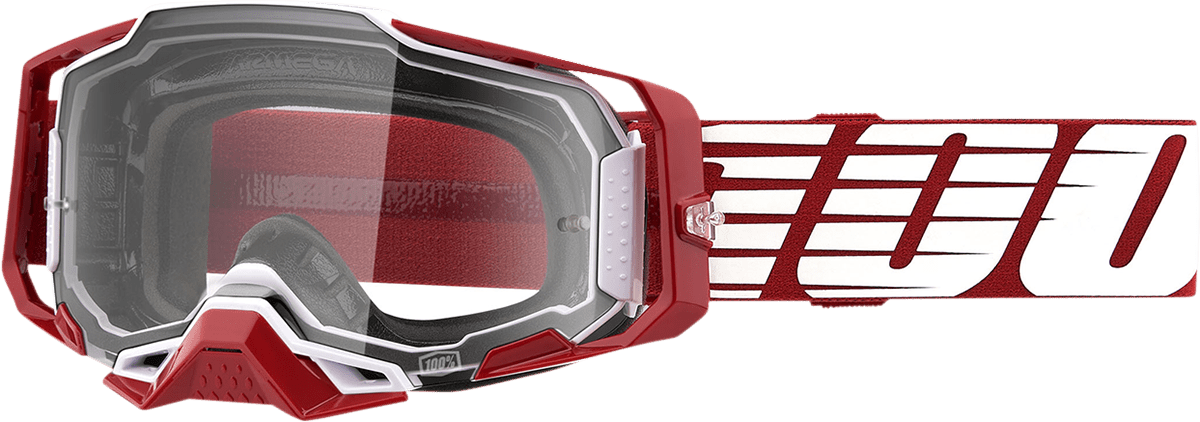 100% Armega Goggles - Oversized Deep Red - Clear 50004-00009 - Electrek Moto