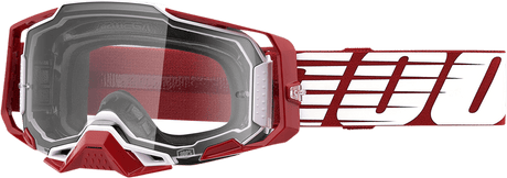 100% Armega Goggles - Oversized Deep Red - Clear 50004-00009 - Electrek Moto