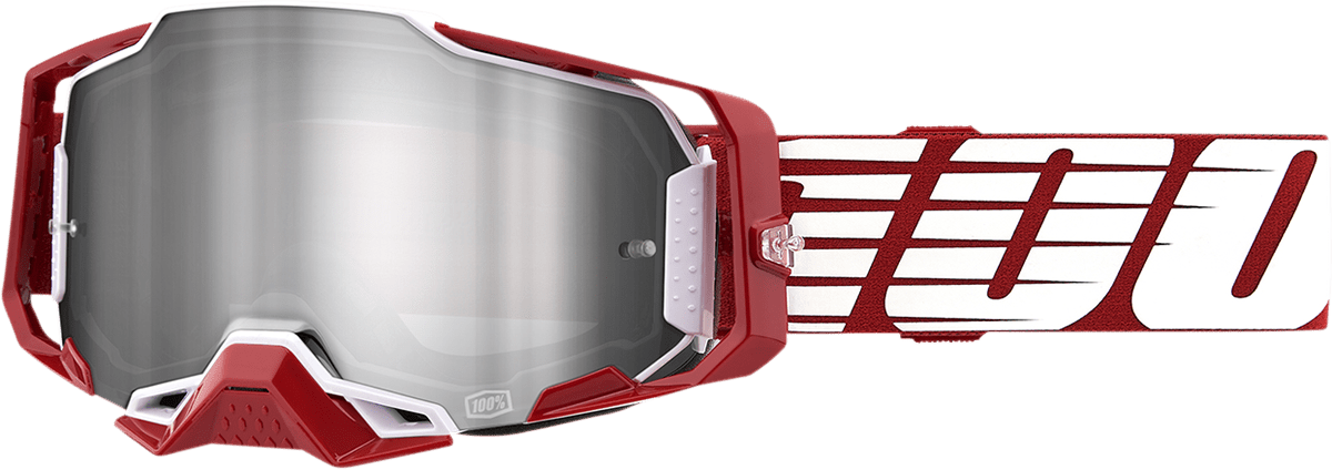 100% Armega Goggles - Oversized Deep Red - Flash Silver 50005-00009 - Electrek Moto