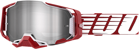 100% Armega Goggles - Oversized Deep Red - Flash Silver 50005-00009 - Electrek Moto