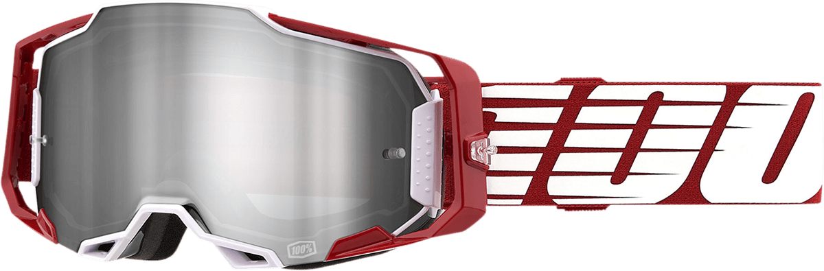 100% Armega Goggles - Oversized Deep Red - Flash Silver 50005-00009 - Electrek Moto