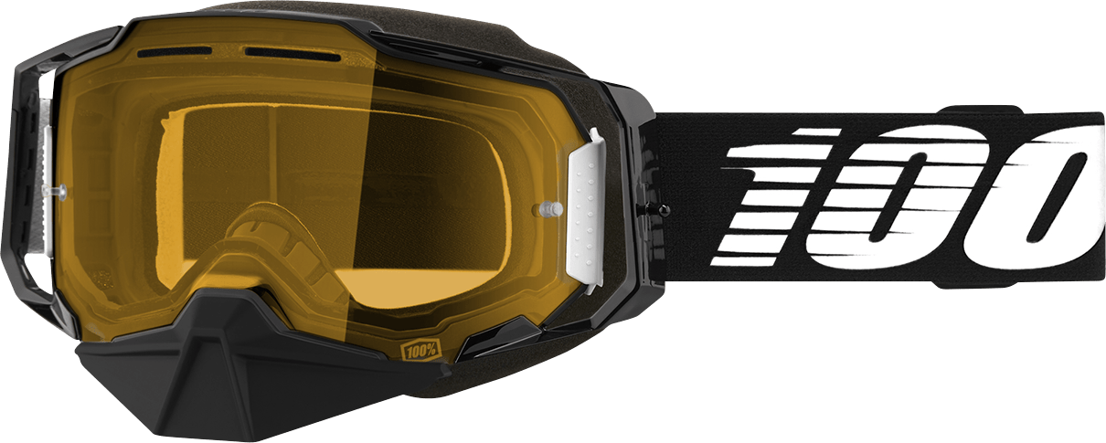 100% Armega Snow Goggles - Black - Yellow 50007-00001 - Electrek Moto