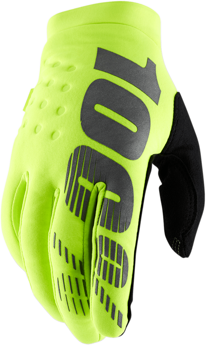 100% Brisker Gloves - Fluo Yellow/Black - Large 10003-00017 - Electrek Moto