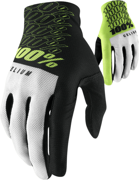 100% Celium Gloves - Fluorescent Yellow - Large 10007-00012 - Electrek Moto