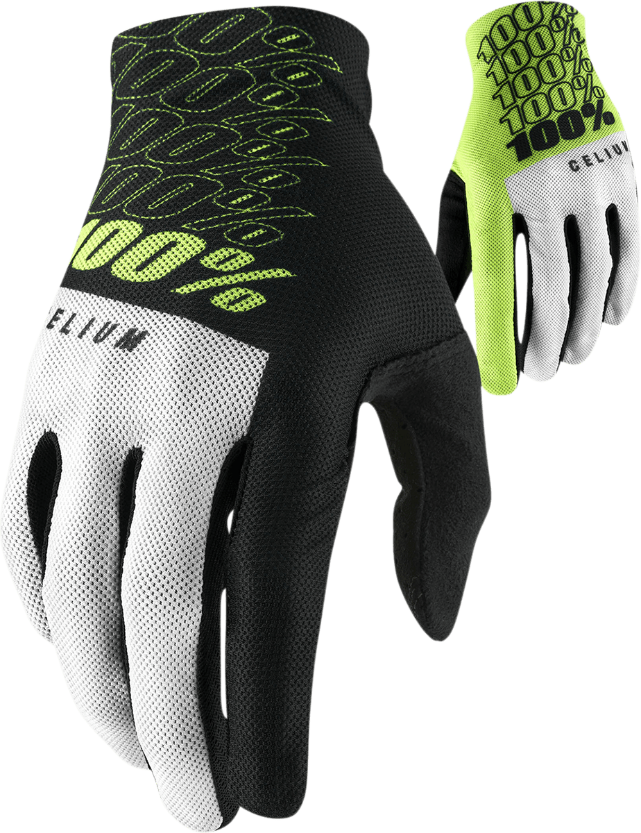 100% Celium Gloves - Fluorescent Yellow - Medium 10007-00011 - Electrek Moto