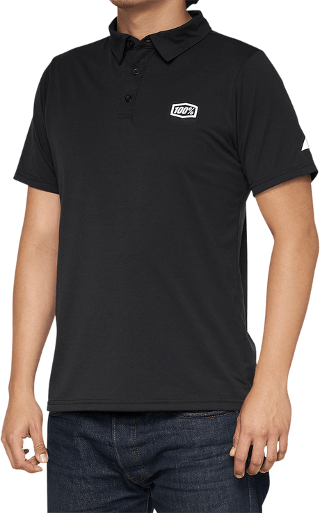 100% Corpo Polo Shirt - Black/White - Medium 35019-011-11 - Electrek Moto