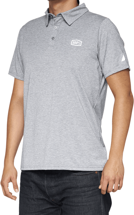 100% Corpo Polo Shirt - Heather Gray/White - Large 35019-252-12 - Electrek Moto