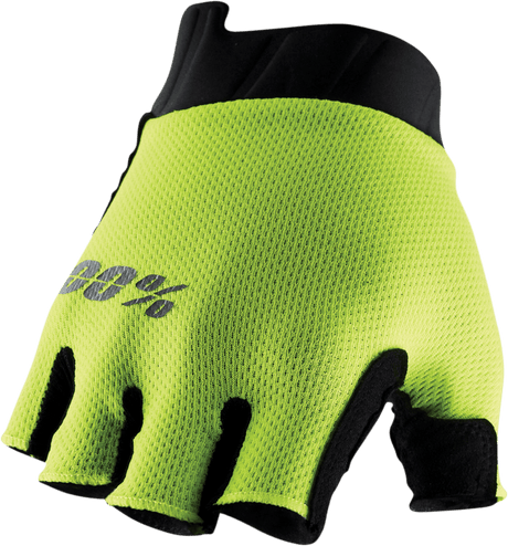 100% Exceeda Short Finger Gloves - Fluorescent Yellow - Medium 10024-00006 - Electrek Moto