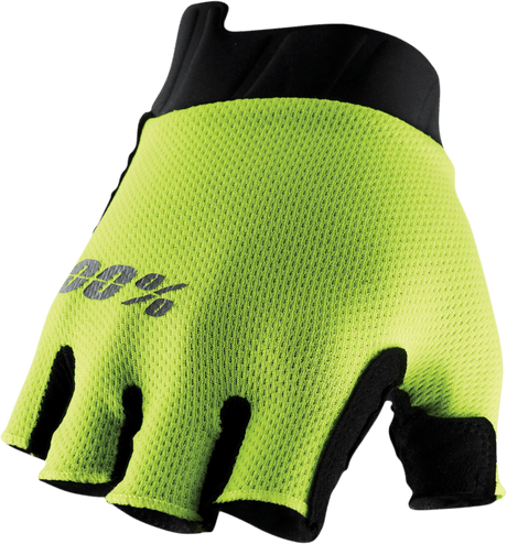 100% Exceeda Short Finger Gloves - Fluorescent Yellow - Small 10024-00005 - Electrek Moto