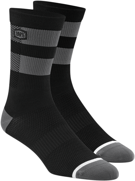 100% Flow Performance Socks - Black/Gray - Large/XL 20049-00003 - Electrek Moto