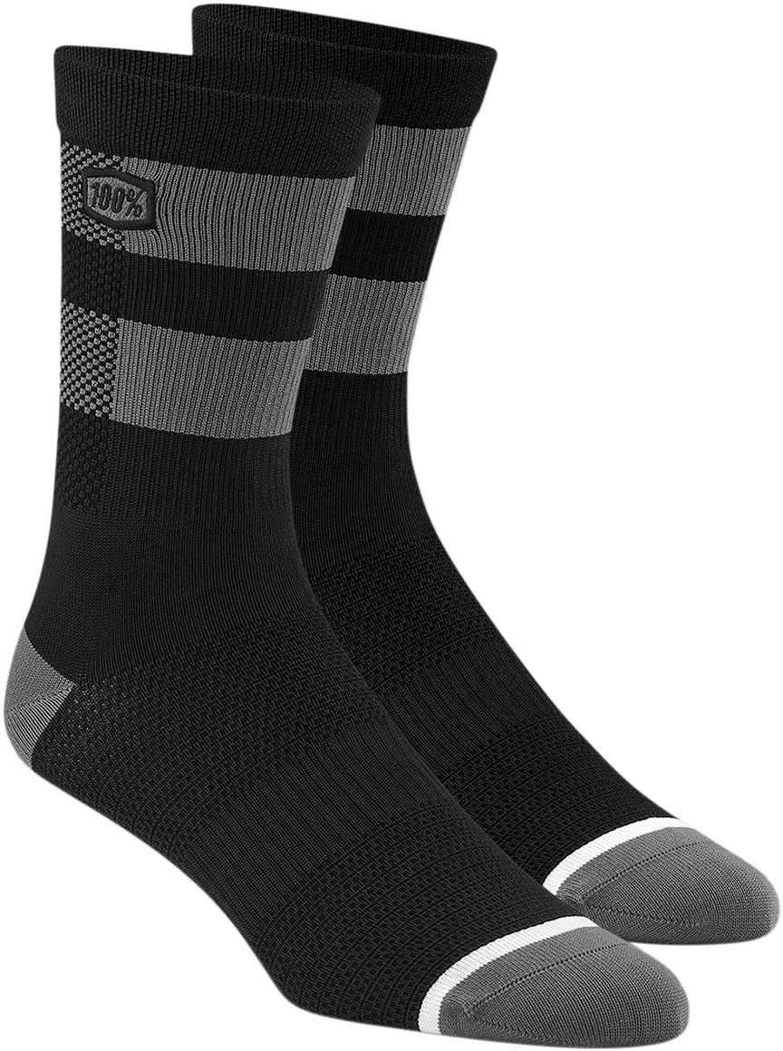 100% Flow Performance Socks - Black/Gray - Small/Medium 20049-00002 - Electrek Moto