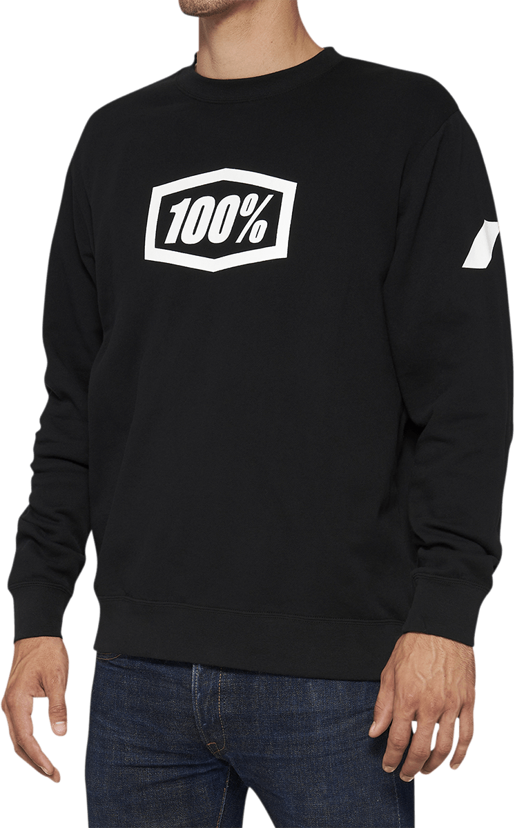 100% Icon Long-Sleeve Fleece Sweatshirt - Black - Large 20026-00002 - Electrek Moto