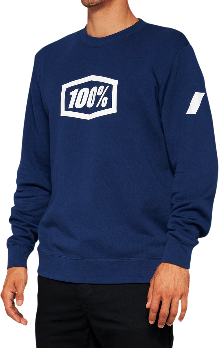 100% Icon Long-Sleeve Fleece Sweatshirt - Navy - 2XL 20026-00019 - Electrek Moto