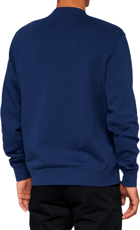 100% Icon Long-Sleeve Fleece Sweatshirt - Navy - Small 20026-00015 - Electrek Moto