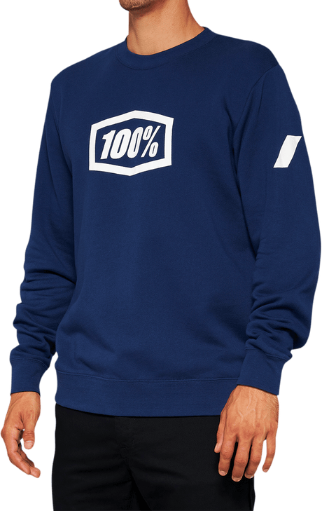 100% Icon Long-Sleeve Fleece Sweatshirt - Navy - Small 20026-00015 - Electrek Moto