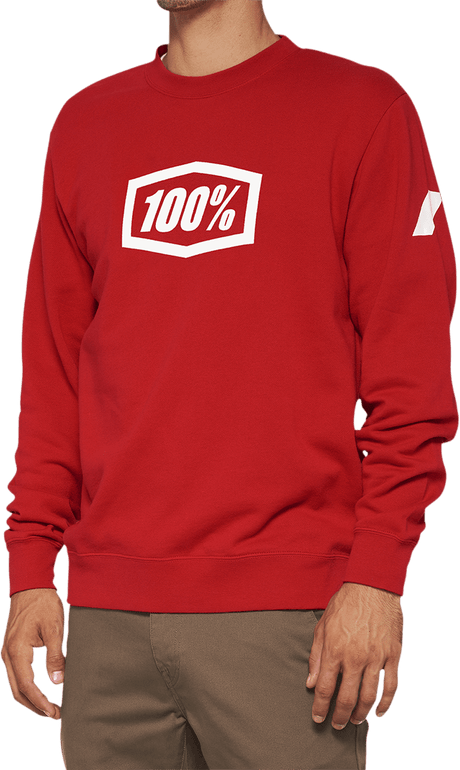 100% Icon Long-Sleeve Fleece Sweatshirt - Red - Medium 20026-00011 - Electrek Moto