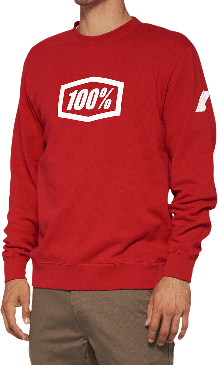 100% Icon Long-Sleeve Fleece Sweatshirt - Red - Small 20026-00010 - Electrek Moto