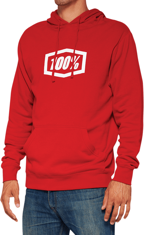 100% Icon Pullover Hoodie - Red - Medium 20029-00011 - Electrek Moto
