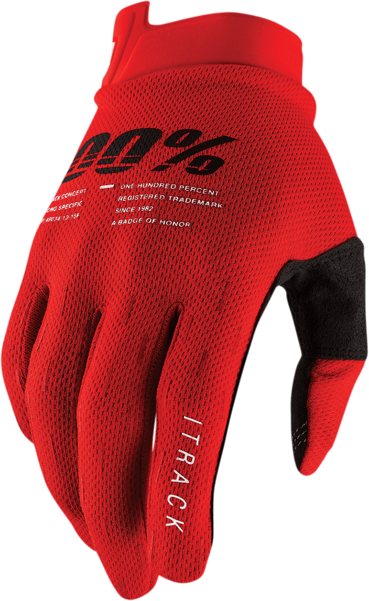 100% iTrack Gloves - Red -Medium 10008-00016 - Electrek Moto