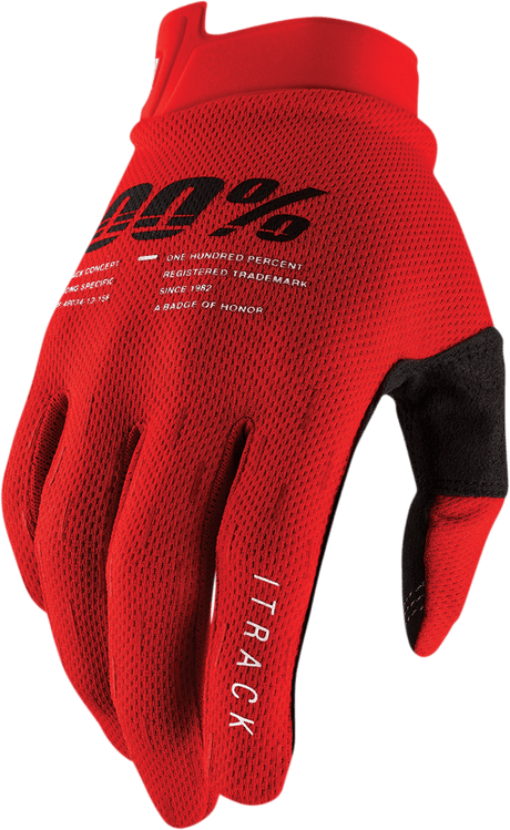 100% iTrack Gloves - Red -Medium 10008-00016 - Electrek Moto