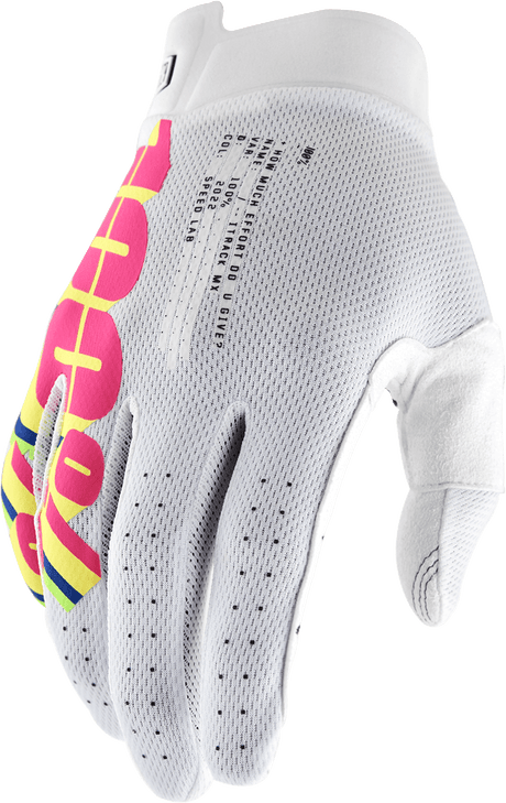 100% iTrack Gloves - System White - Medium 10008-00041 - Electrek Moto