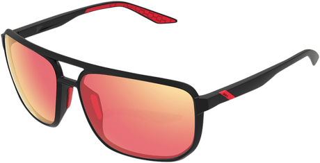 100% Konnor Aviator Sunglasses - Square - Black - Red Mirror 61043-100-43 - Electrek Moto