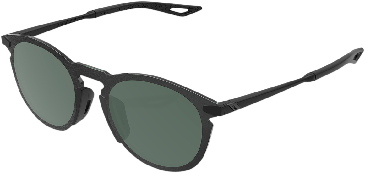 100% Legere Sunglasses - Round - Matte Black - Gray Green 61040-019-74 - Electrek Moto