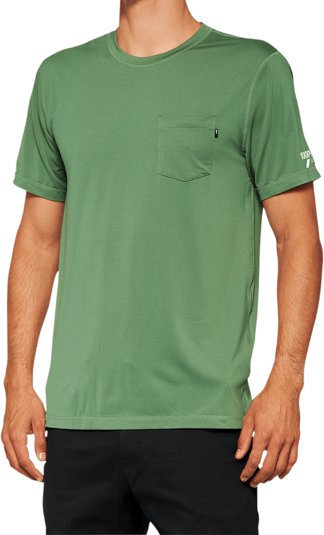 100% Mission Athletic T-Shirt - Olive - Large 20014-00017 - Electrek Moto