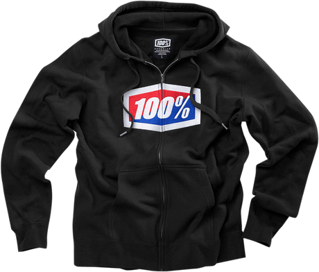 100% Official Fleece Zip-Up Hoodie - Black - Large 20032-00012 - Electrek Moto
