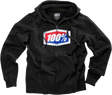 100% Official Fleece Zip-Up Hoodie - Black - Medium 20032-00011 - Electrek Moto