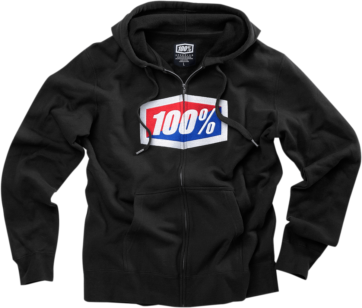 100% Official Fleece Zip-Up Hoodie - Black - Medium 20032-00011 - Electrek Moto