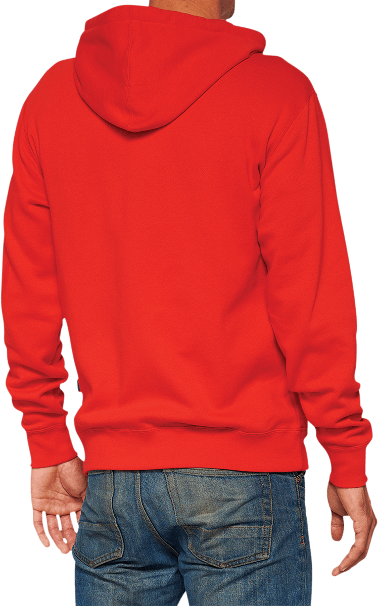 100% Official Fleece Zip-Up Hoodie - Red - Large 20032-00017 - Electrek Moto