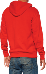 100% Official Fleece Zip-Up Hoodie - Red - Large 20032-00017 - Electrek Moto