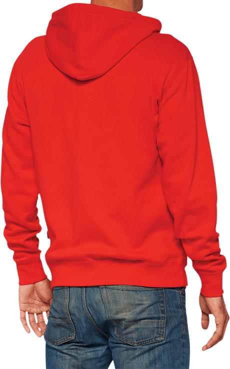 100% Official Fleece Zip-Up Hoodie - Red - Medium 20032-00016 - Electrek Moto