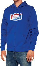 100% Official Fleece Zip-Up Hoodie - Royal - 2XL 20032-00024 - Electrek Moto