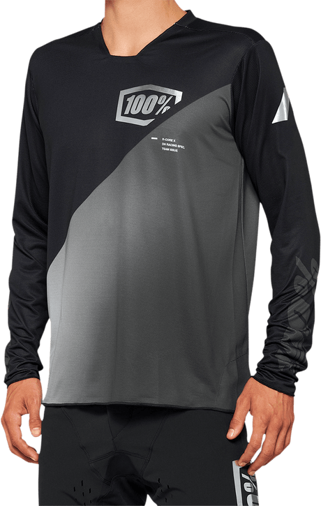 100% R-Core-X Long-Sleeve Jersey - Black/Gray - Medium 40000-00001 - Electrek Moto