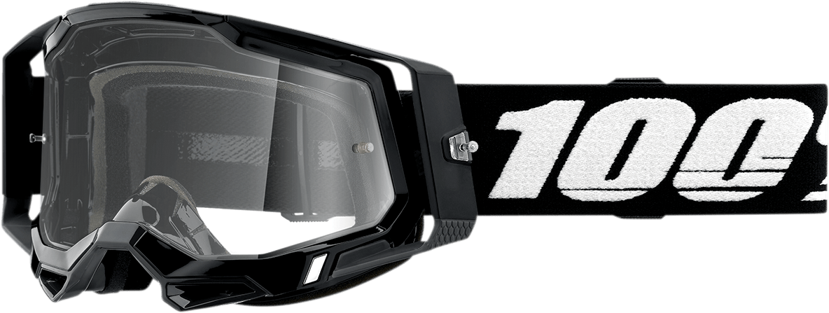 100% Racecraft 2 Goggles - Black - Clear 50009-00001 - Electrek Moto