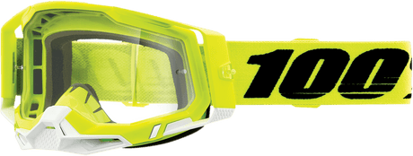 100% Racecraft 2 Goggles - Fluo Yellow - Clear 50009-00004 - Electrek Moto
