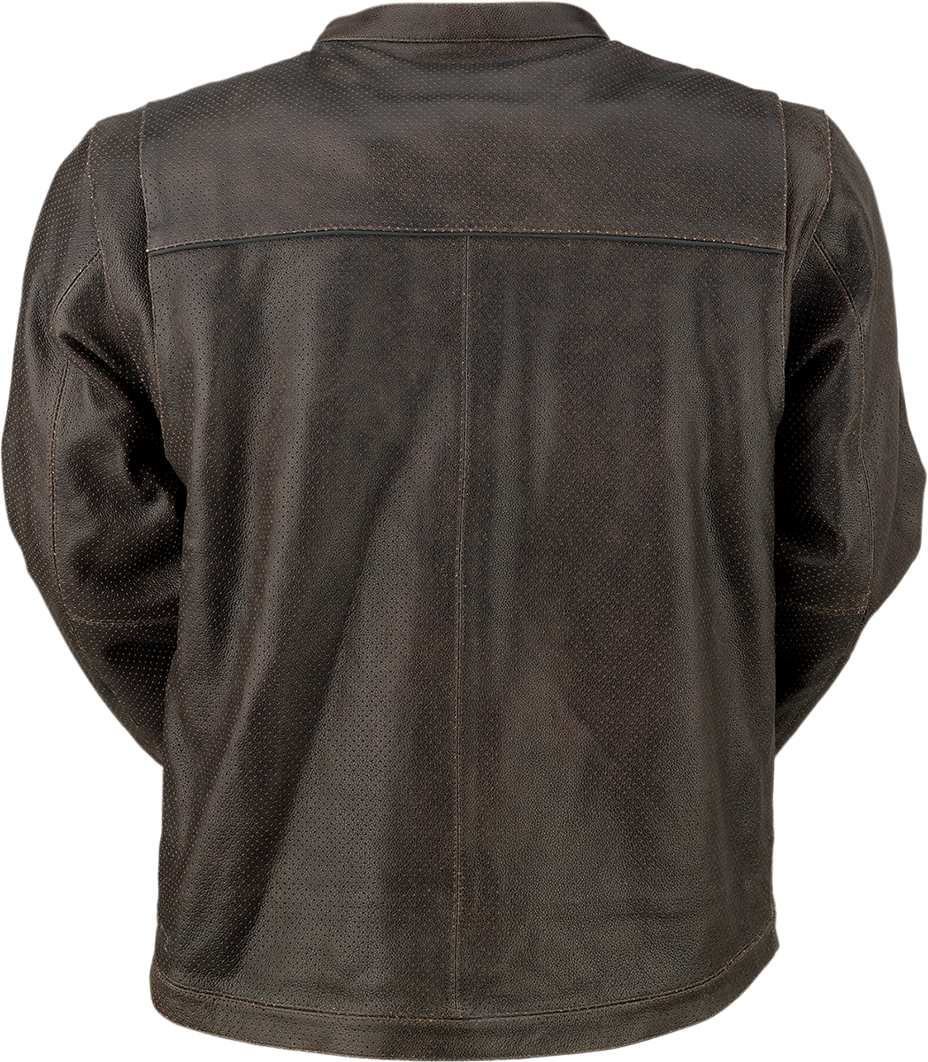 Z1R Munition Perforated Leather Jacket - Brown - 4XL 2810-3810