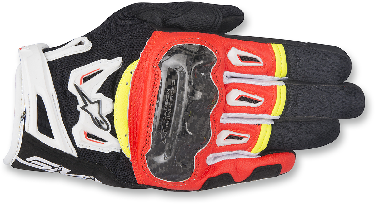 ALPINESTARS SMX-2 Air Carbon V2 Gloves - Black/Red/White/Yellow - Medium 3567717-1325-M