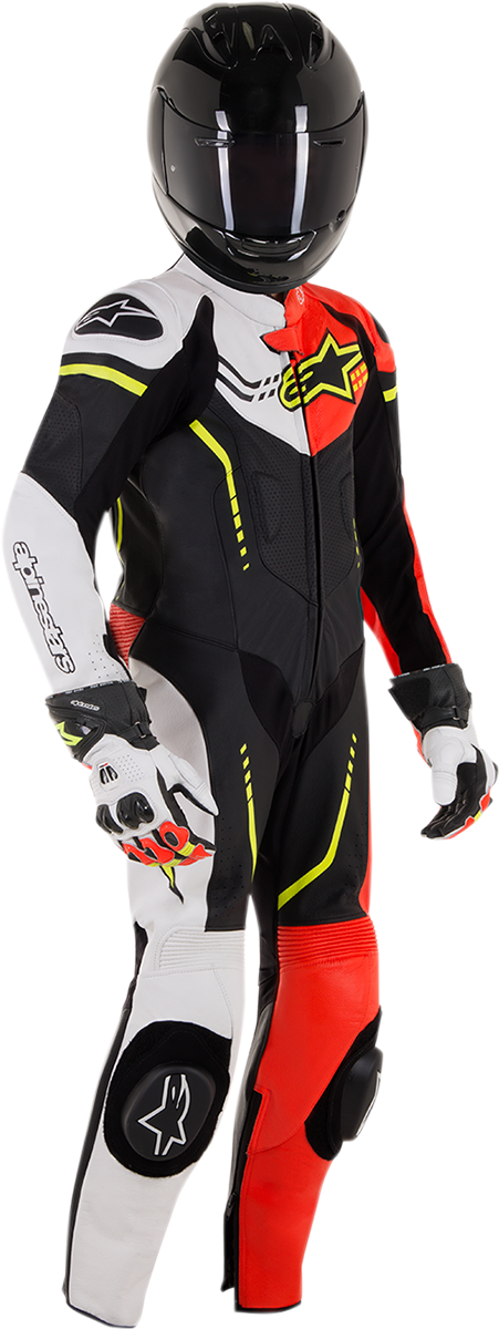 ALPINESTARS Youth GP Plus 1-Piece Leather Suit - Black/White/Red Fluorescent/Yellow Fluorescent - US 24 / EU 130 31405181236130
