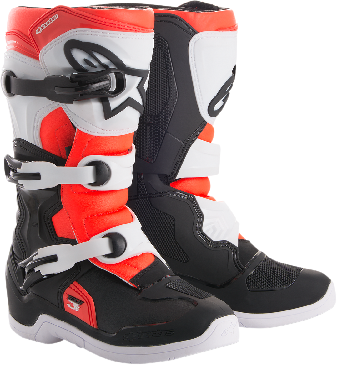 ALPINESTARS Tech 3S Boots - Black/White/Fluorescent Red - US 4 2014018-1231-4