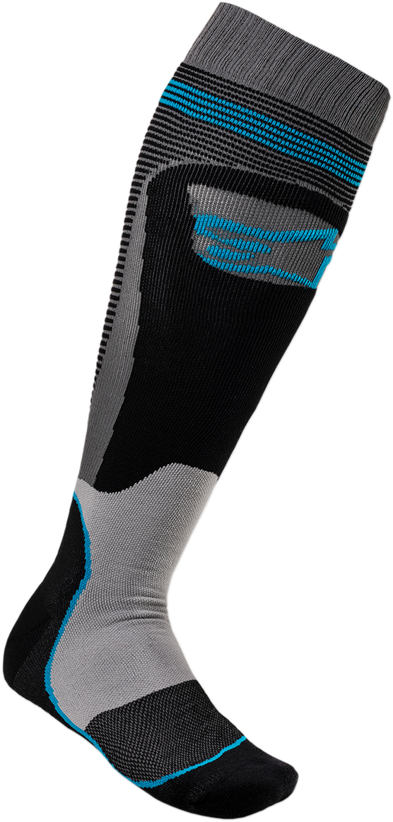 ALPINESTARS MX Plus 1 Socks - Black/Cyan - Small/Medium 4701820-1079-SM