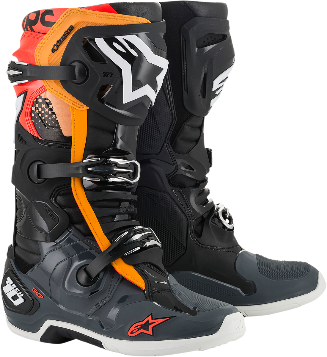 ALPINESTARS Tech 10 Boots - Black/Gray/Orange/Fluorescent Red - US 7 2010020-1143-7